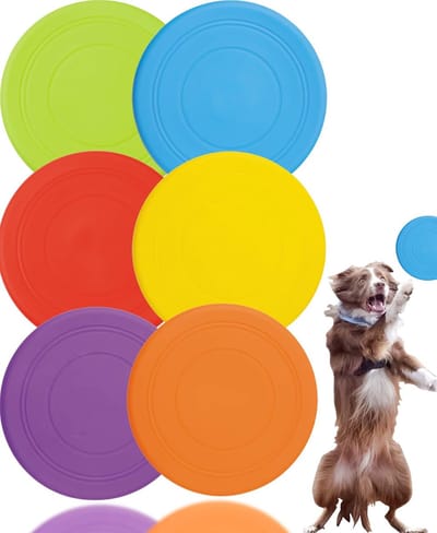 Oneay 6-pack hondenfrisbee 17,5 cm – Zachte siliconen vliegende schijf – Trainings- en apporteerspeelgoed