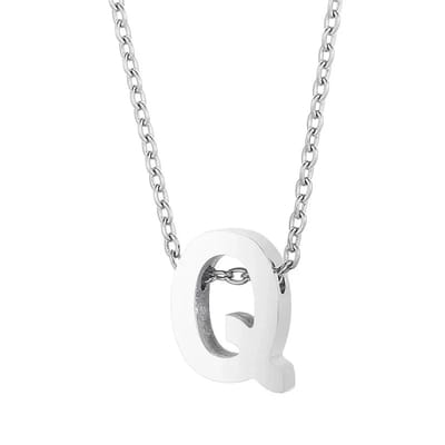 Aramat Jewels | Halskettingen | Stalen Initiaal Letterketting Vrouw – 45cm Zilverkleurig Gepersonaliseerd | Q | |1,5mm | Staal | Volwassenen | Verkleurd niet