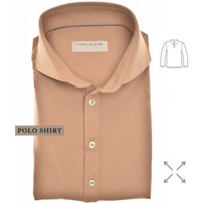 John Miller Polo Hyperstretch Performance Button Midden Bruin / male