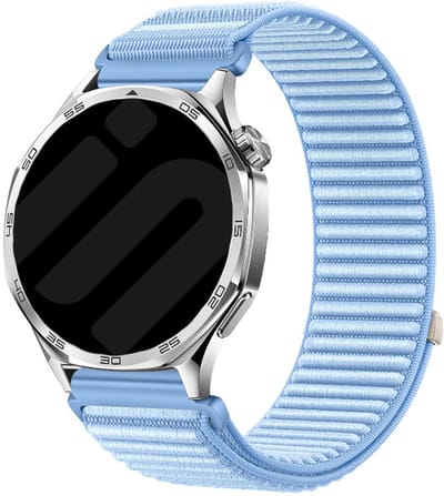 Strap-it Wave nylon bandje 20mm - Geschikt voor Samsung Galaxy Watch 7 / 6 / 5 / 4 (Pro / Classic) / 3 - 41mm / 42mm / Active 40 & 44mm / FE - Polar Ignite / Unite - Withings ScanWatch 2 - 42mm / Nova / Steel HR 40mm (lichtblauw)
