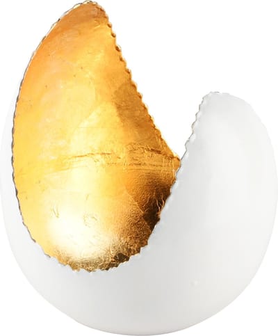 Dekoratief | Theelichthouder open bol, goud/wit, metaal, 9x18x18cm | A248254