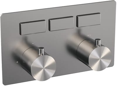 Brauer Brushed Edition 3-weg inbouwthermostaat met drukknoppen met in- en afbouwdelen RVS geborsteld PVD