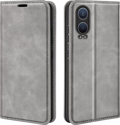 MobyDefend Hoesje - Geschikt voor OnePlus Nord CE 4 Lite - Luxe Wallet Bookcase (Magnetische Sluiting) - Grijs