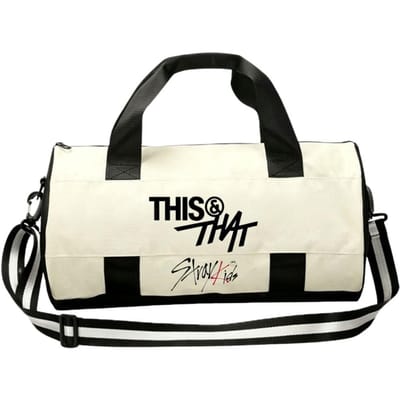 Stray Kids × ApopGong THIS & THAT Duffle Bag, Kpop Sportschool Reizen Handtas beige