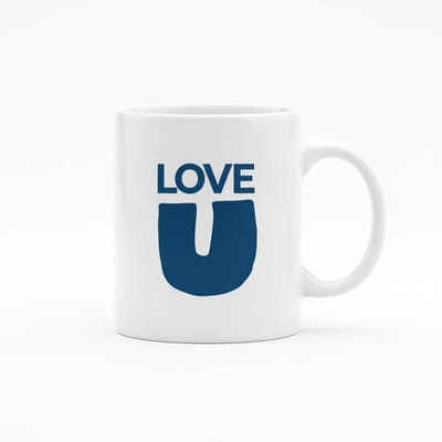 Minimalistische Liefdestekst Koffiemok “Love U” – Romantische Cadeaumok voor Koppels – Keramische Koffiebeker 330 ml
