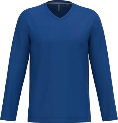 Kariban T-shirt V-hals lange mouwen K358 - Royal Blue - 3XL