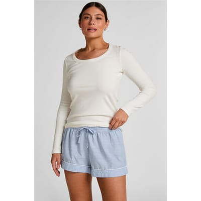 Hunkemöller Dames Nachtmode Shorts Katoen - Blauw - maat XS