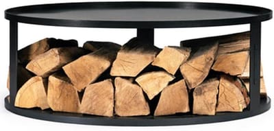 Grill Vuurkorf Rond - Buitenhaard Houtopslag - Terras Verwarmen - Handgemaakt In Europa - 62 cm Diameter - Zwart