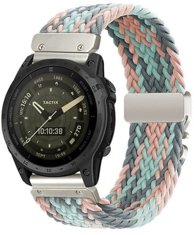 By Qubix - Geschikt voor Garmin bandje - 26mm Quickfit - Braided nylon band met parachute sluiting - Multicolor Pastel - Geschikt voor Garmin Epix Pro Gen 2 (51mm) / Quatix 7X / 6X & Tactix 7 (pro)