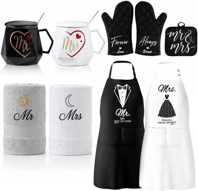 Mr & Mrs Cadeauset - Koppen Mokken Set - Cadeau Geven - 11-delig - 450 ml - Zwart Wit