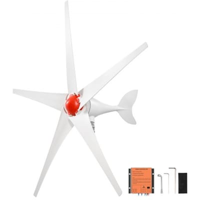 VEVOR 800W 12V horizontale windturbine met MPPT-laadregelaar, 5 rotorbladen, 3-fasen wisselstroom, IP67-bescherming en overlaadbeveiliging, windgenerator voor residentieel gebruik, landbouw, campers, boten en off-grid systemen.
