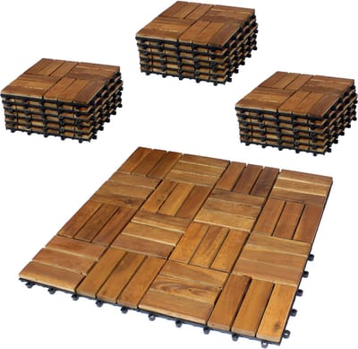 La'Moussawi ® Hoogwaardige Houten Terrastegels met Handig Kliksysteem voor Buitenruimtes