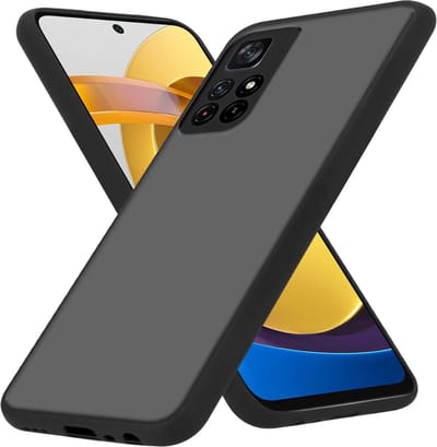 Cadorabo Hoesje geschikt voor Xiaomi POCO M4 PRO 5G in MATT ZWART - Hybride beschermhoes met TPU siliconen Case Cover binnenkant en matte plastic achterkant