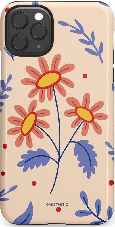 Casetastic hoesje geschikt voor Apple iPhone 11 Pro Max - Dubbellaagse bescherming - Perzikbloem trio - Fashion Case - Lavendel Perzik Zand