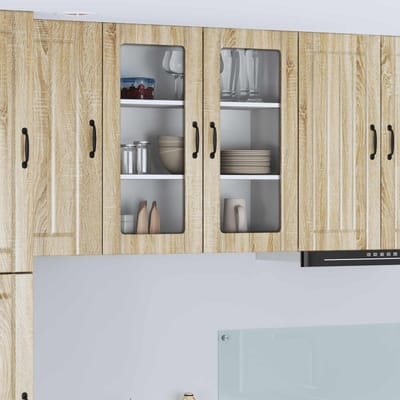 vidaXL - Wandglas - Kasten - LUCCA - Sonoma - Eiken - 80 - x - 31 - x - 80 - cm - Bewerkt - hout