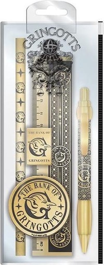Pyramid International Schrijfwarenset Harry Potter Goud 5-delig - Schrijfwaren Kinderen - Harry Potter Pennen - Schrijfwaren Set Harry Potter - Pennenset Harry Potter - Luxe Schrijfwaren Set