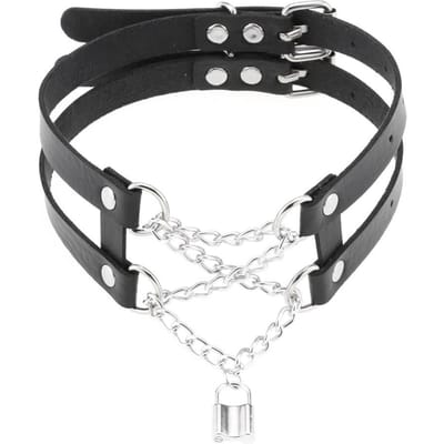Diezi Verschillende Stijl Mode Punk Mannen Torques Ketting Gotische Pu Leer Choker Kraag Ketting Vrouwen Lichaamsketting Sieraden gray