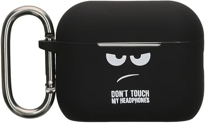 kwmobile Hoes geschikt voor Apple Airpods Pro 3 - Siliconen cover voor oordopjes in wit / zwart / zwart - Don't Touch My Headphones design