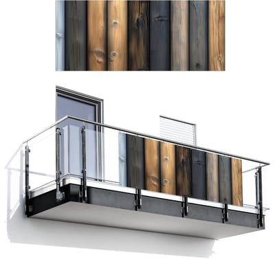 Balkonscherm 300x120 cm - Balkonposter Hout - Planken - Gemengd - Balkon scherm decoratie - Balkonschermen - Balkondoek zonnescherm