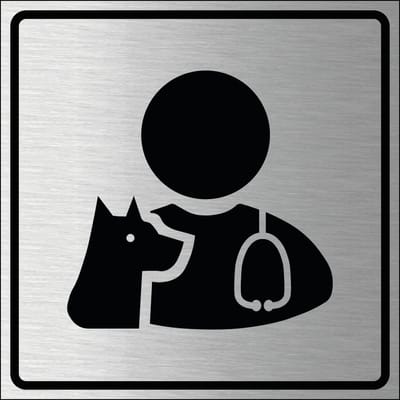 Dierenarts bordje, geborsteld aluminium 100 x 100 mm