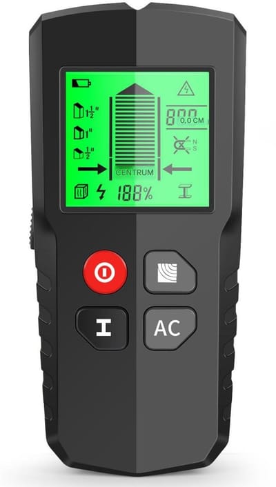 GELLDG Kabeldetector - Muurkabeldetector - Lijndetector - Geschikt voor hout, ijzer, metaal, kabels en metalen onderdelen - Zwart