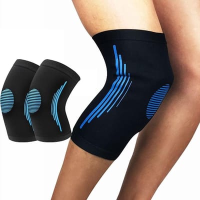 Kniebeschermers - Steun Brace - Sport Activiteiten - Antislip Siliconen - Maat L - Blauw
