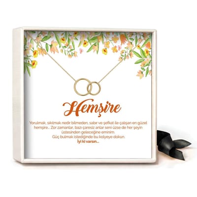 Pera Jewelry - 925 sterling zilveren Twee Ringen ketting - Çift Halka Kolye – Hemşire - Collier - Ketting Dames - Ketting met Hanger