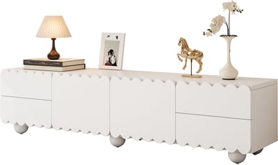 Modern wit tv-meubel, tv-standaard, tv-paneel, lage tv-standaard. Uniek design. 175 x 38 x 37 cm (L x B x H)