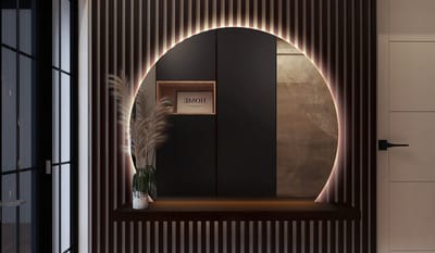 Coloray Halfronde Spiegel LED - Grote Ronde Spiegel LED - 63 cm x 70 cm - Grote Woonkamer Spiegel LED - Decoratieve Spiegel Gang - Neutraal licht - Grote Spiegel Woonkamer LED - LED Wandspiegel Groot - Toiletspiegel LED - Wandspiegel LED