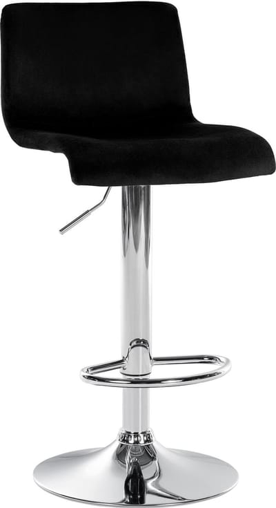 CLP Barkruk Hover - met rugleuning - verstelbaar - draaibar - metalen frame - fluweel - chroom/zwart
