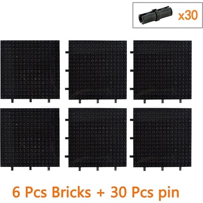 Moc Technisch 65803 Baksteen Speciale Zwarte Basisplaat Plint 16X16X1 1/3 Gat Plaat Bouwsteen Compatibel Leduo Speelgoed