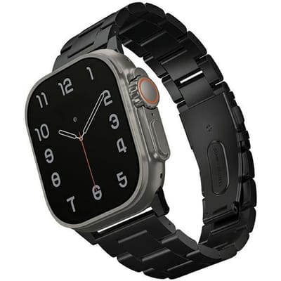 UNIQ bracelet Osta pour Apple Watch 42/44/45/ 49mm Series 1/2/3/4/5/6/7/8/9/10/SE/SE2/Ultra/Ultra 2 Acier inoxydable noir/noir minuit gray