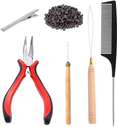 Dailygoods- Microring-extensions 200 Stuks - Nanoringen met Siliconen - Accessoires - Haarverlenging - Gereedschapsset - Ergonomische Handgreep - Haarextensies