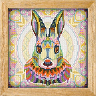 Diamond painting MANDALA KONIJN - awsome pattern - full diamond painting - vierkante steentjes