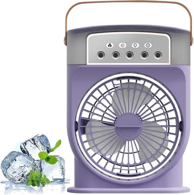 Mist Ventilator - Vernevelingsventilator Koeler - Buiten Koelen - 5-Gaats Verneveling - 28 x 9.3 x 28 cm - Paars