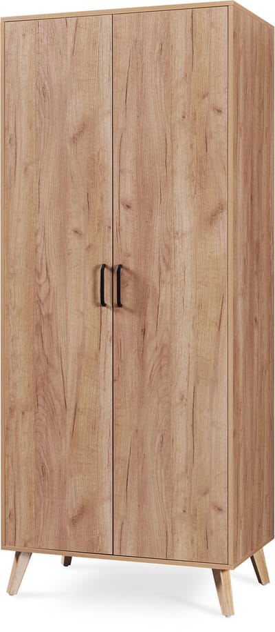 Kledingkast Norg met 2 deuren en 4 opbergvakken 191x80x52 cm eikenkleurig [en.casa]