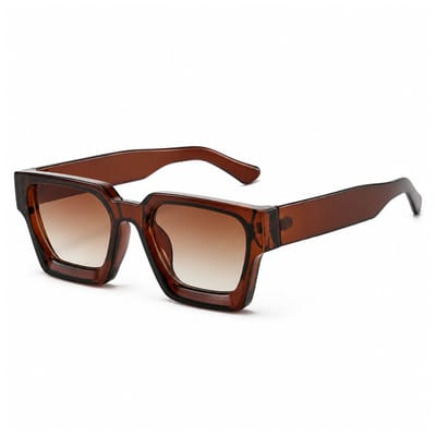 MoodLux Zonnebril Bruin - Unisex - Rechthoekig Montuur met Bruine Glazen - Retro Festivalbril - UV400 Bescherming