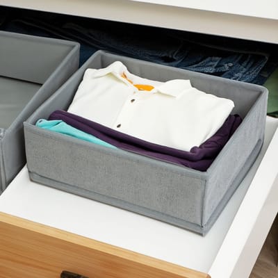 Stoffen Opbergbox – Opvouwbare Opbergdoos Organizer – Grijs – 30 x 26 x 10 cm – Kast of Lade Organizer [BW2075]