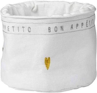 Broodmand Klein - Ontbijtmand - Brood Serveren - Zachte Katoen Stof - 17cm - Wit Goud