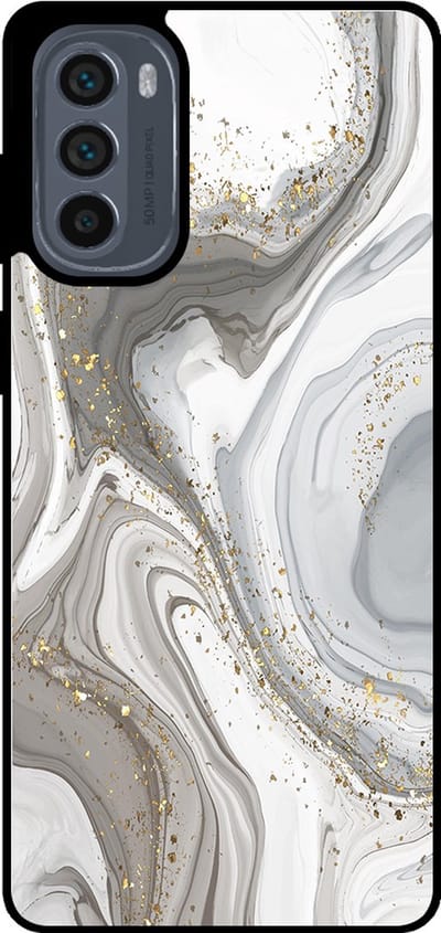 Smartphonica Telefoonhoesje Geschikt voor Motorola Moto G62 5G met marmer opdruk - TPU backcover case marble design - Zilver geschikt voor Motorola Moto G62 5G