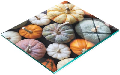 Decoratieve glazen snijplank met pompoenmotief, hout, 60x52 cm