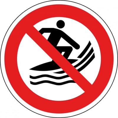 Verboden te surfen bord - kunststof - P059 300 mm