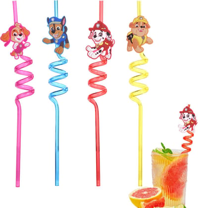 Paw Patrol Rietjes - Kinderrietjes - Duurzame Rietjes Herbruikbaar - BPA-vrij Plastic - 4 Stuks - Skye - Chase - Marshall - Rubble