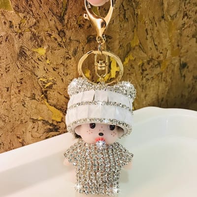 Monchchi Diamant Sleutelhanger Schattige Aap Sleutelhanger Kawaii Monchichi Hangend Ornament Autosleutelhanger Verjaardag Kinderen Duurzame Cadeaus brown