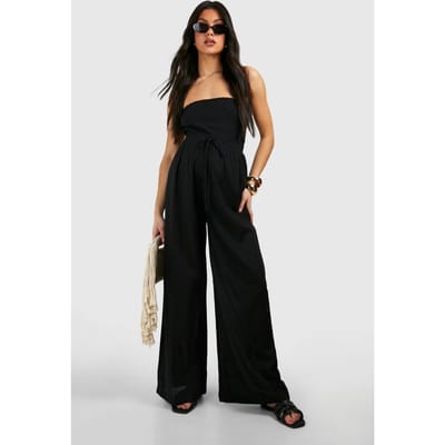 boohoo Dames Zwangerschapsbroek in linnen-look met rechte pijp | Zwart | Maat: 36