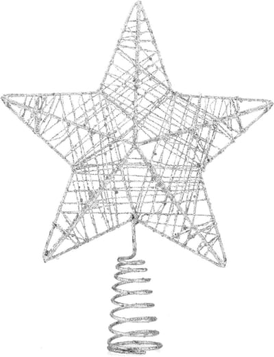 Boomspits - Kerstboomspits en dennenboom-opzetter - Ideale spits voor de kerstboom tijdens Kerstmis Dennenboomspits (zilver, 1x)
