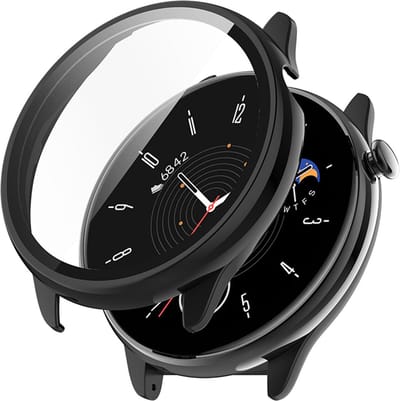 Strap-it Hard case hoesje met glasplaatje - geschikt voor de Amazfit GTR Mini - zwart