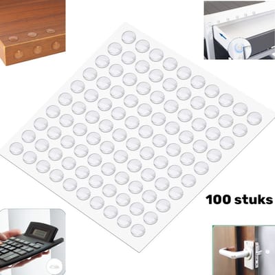 Verpakking van 100 stuks transparante rubberen voetjes - Siliconen anti-botsingspads - Zelfklevende meubelvoetjes - Anti-botsingspads voor deuren - Geschikt voor meubels - Glazen tafels - Deuren - 6*2mm