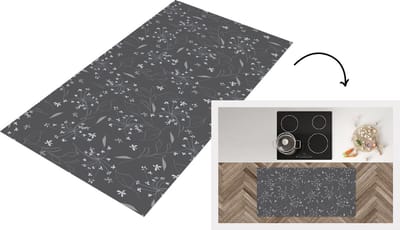 Keukenloper - Loper keuken - Bloemen - Wit - Patronen - 120x60 cm - Keukenloper vinyl