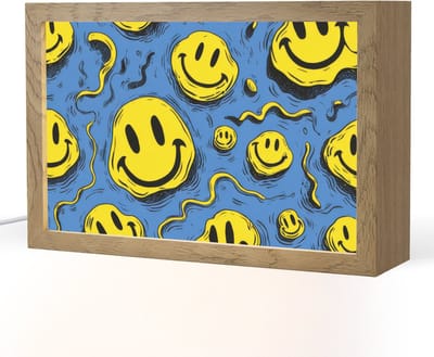 Nachtlampje 30x20 cm - Kinder lampje - Smileys - Geel - Blauw - Tafellamp kinderkamer - Slaapkamer lamp - Bedlamp kinderen - Kinderlampje stopcontact - Wandlamp babykamer - Nachtlampjes